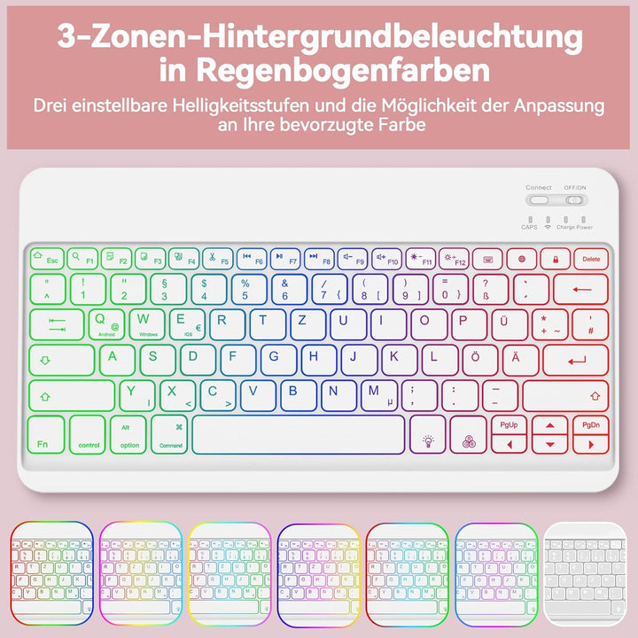Bettdow für Samsung Galaxy Tab S10+/S10 Plus Tastatur Hülle, QWERTZ Layout Abnehmbarer Beleuchtete T