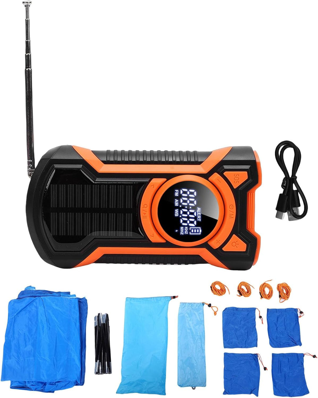 Notfallradio, 5000-mAh-Wetterradio, Solar-Handkurbelradios, FM, AM, WB, Bluetooth, SOS-Alarm und LED