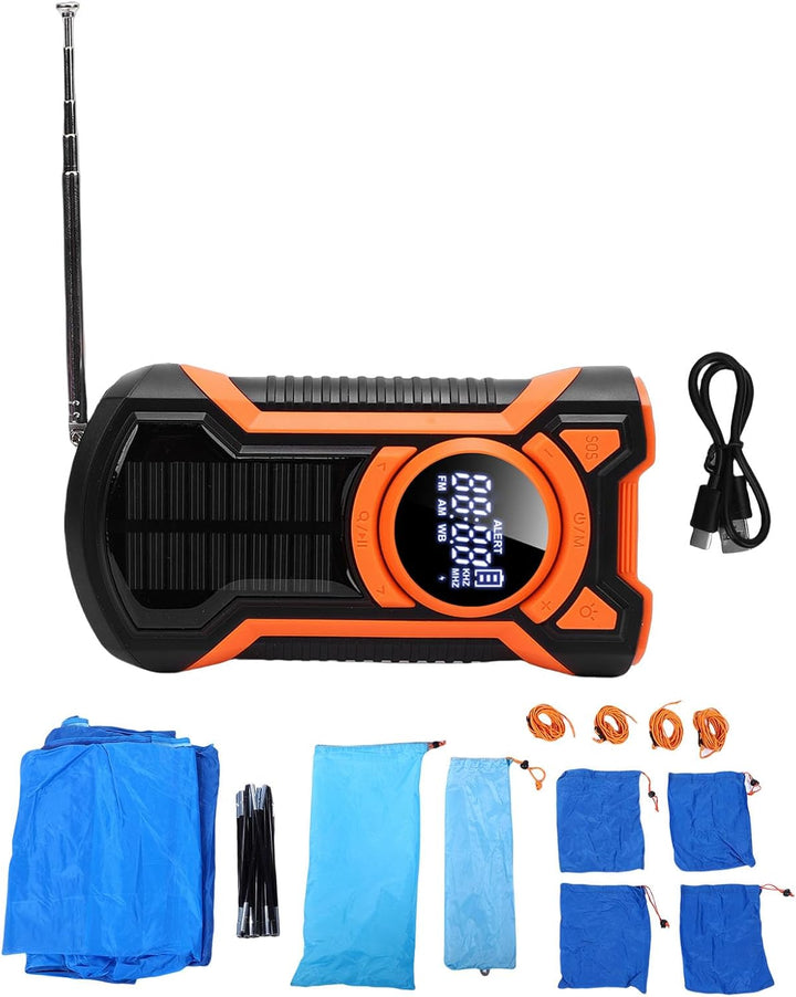 Notfallradio, 5000-mAh-Wetterradio, Solar-Handkurbelradios, FM, AM, WB, Bluetooth, SOS-Alarm und LED