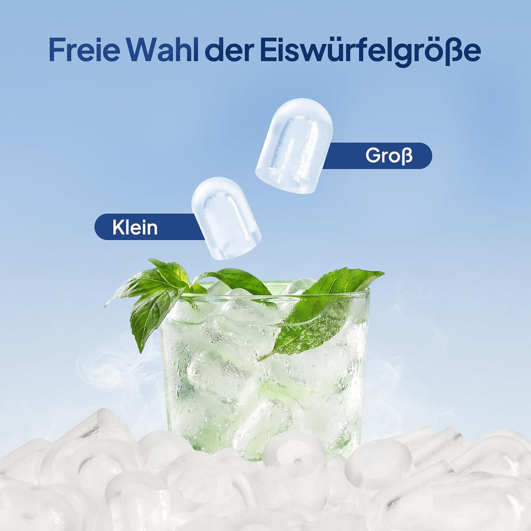 ROVSUN Eiswürfelmaschine Selbstreinigend 12 kg/24 h, 9 Kegeleis in 6-10 Minuten, Eiswürfelbereiter m