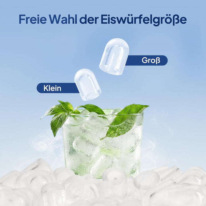 ROVSUN Eiswürfelmaschine Selbstreinigend 12 kg/24 h, 9 Kegeleis in 6-10 Minuten, Eiswürfelbereiter m