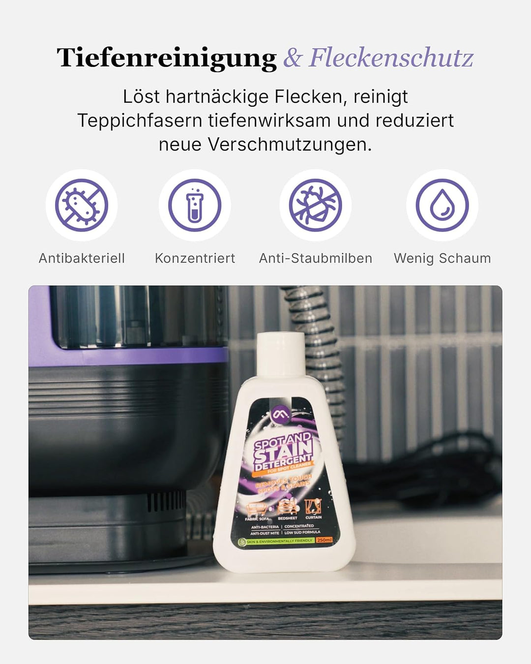 Motionflow Reinigungslösung 500ml – Für Teppichreiniger & Fleckenentferner geeignet, Reinigungsl