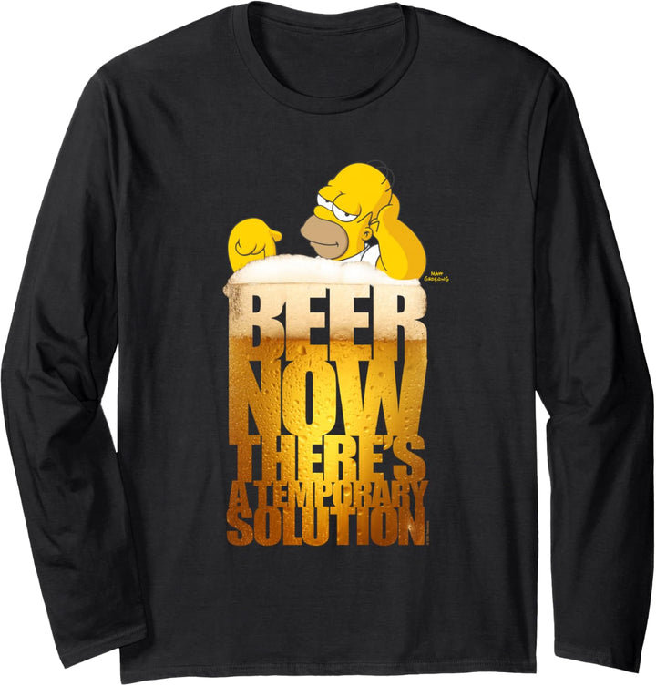 The Simpsons Homer Simpson Beer There’s a Temporary Solution Langarmshirt