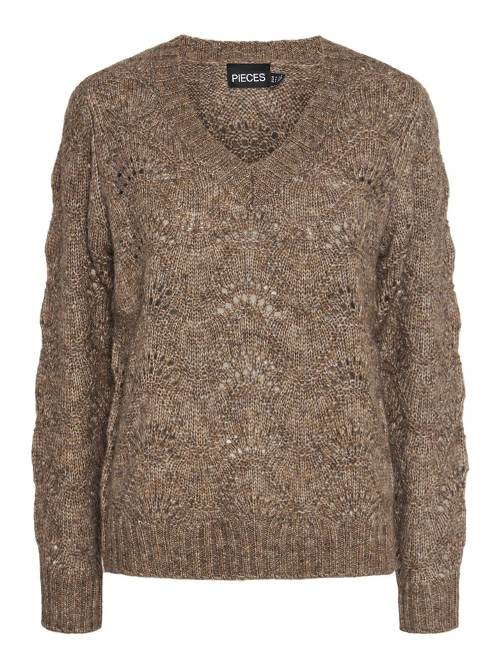 Pieces Damen Pcbibbi Ls V-Neck Knit Noos Bc Strickpullover (1er Pack) XS Fossil, XS Fossil