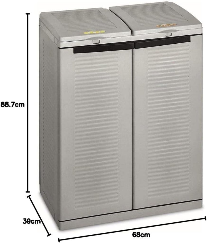 Terry, Ecocab 2 , Schrank zum Mülltrennen, für den Innen- und Aussenbereich, 2 separate Fächer - 68x