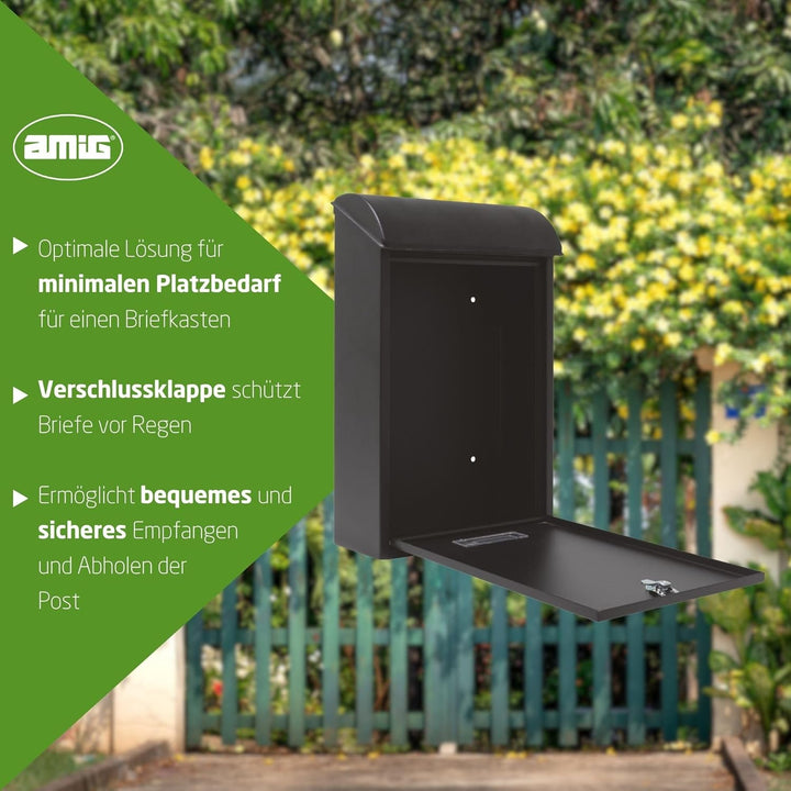 Amig - Aussenbriefkasten, Briefkasten für den Aussenbereich | Briefkasten für Wände, Mauern oder Tür