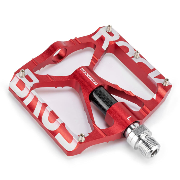 ROCKBROS Fahrradpedale 9/16" Aluminiumlegierung MTB Pedale Mit Abgedichtete Lager Rot, Rot