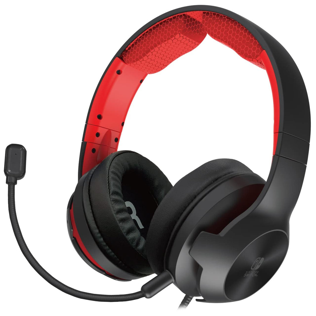 HORI Gaming Headset Pro für Nintendo Switch - Offiziell Lizenziert, schwarz / rot