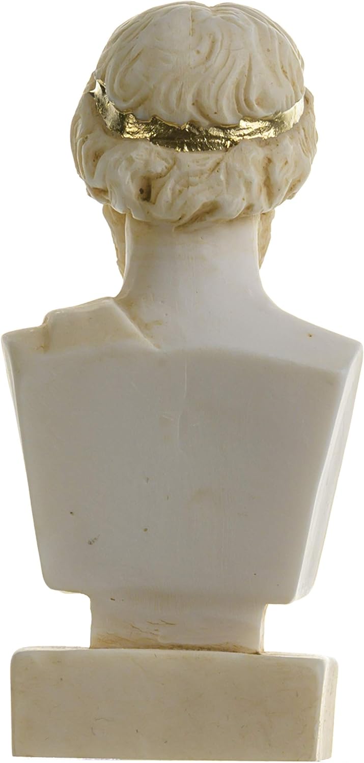 Plato Griechischer Philosophievater Statue Alabaster, handgefertigt, Kopfbüste goldfarben