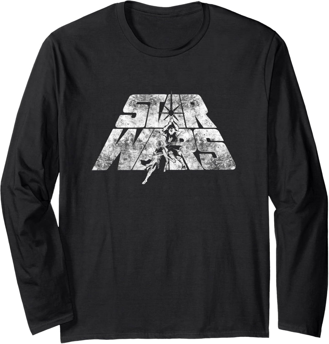 Star Wars Retro Poster Logo Mashup Dark Langarmshirt