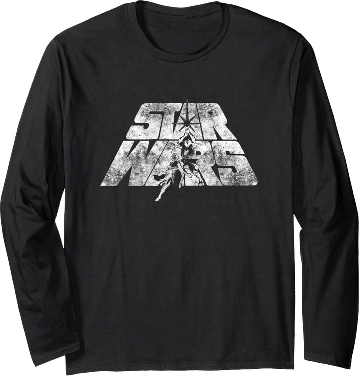 Star Wars Retro Poster Logo Mashup Dark Langarmshirt