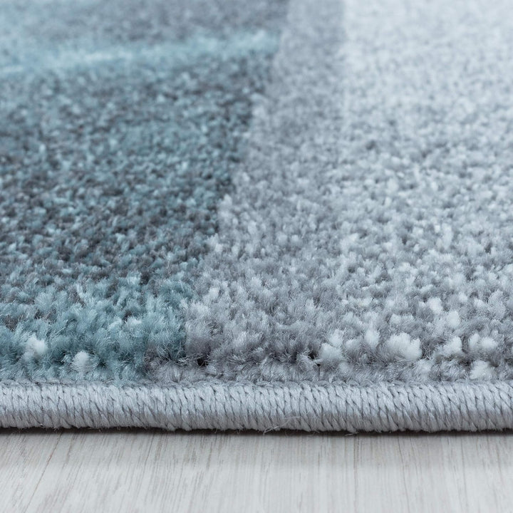 Carpetsale24 Modern Designer Teppich, Kurzflor Karo Design - Marmor Optik, Rechteckig, Blau Grau Wei