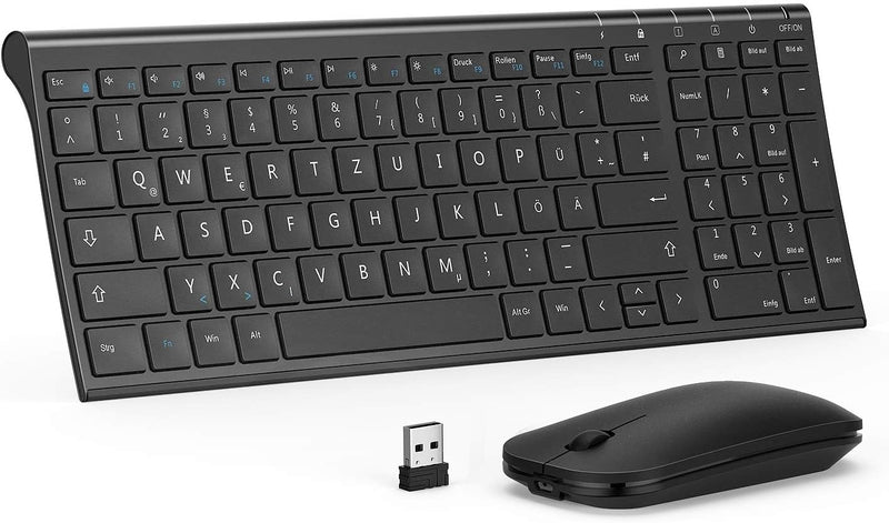 seenda Tastatur Maus Set Kabellos, Wiederaufladbare Aluminium Tastatur mit kompaktes Design, Ultradü