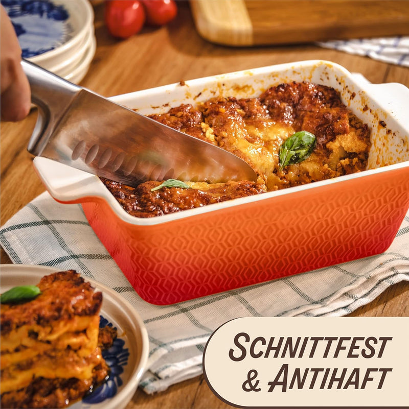 Auflaufform aus Keramik für 2 Personen - Für Lasagne, Tiramisu & Auflauf - Extra Hoher Rand - Eckig