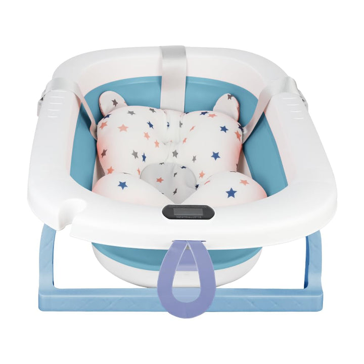 Flexible Babybadewanne mit Temperaturanzeige, Duschkissen, Duschstecker, rutschfeste Füsse, faltbare