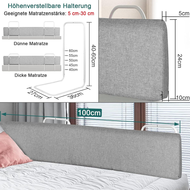 UISEBRT Bettgitter Bettschutzgitter 100cm Rausfallschutz für Kinderbett 5-Loch Höhenverstellbar Bett