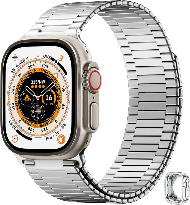 Charlam Ersatzarmband Kompatibel mit Apple Watch Armband 49mm, Magnet Metall Edelstahl Watch Ersatzb