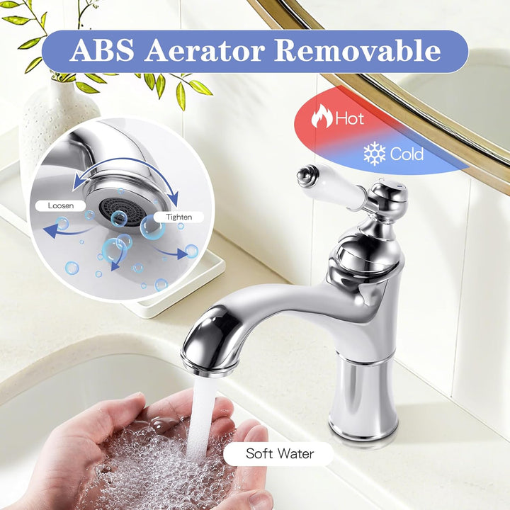 Wasserhahn Bad Chrom, Waschtischarmatur Mischbatterie Waschbecken Armaturen, Einhebel-Badezimmer mit