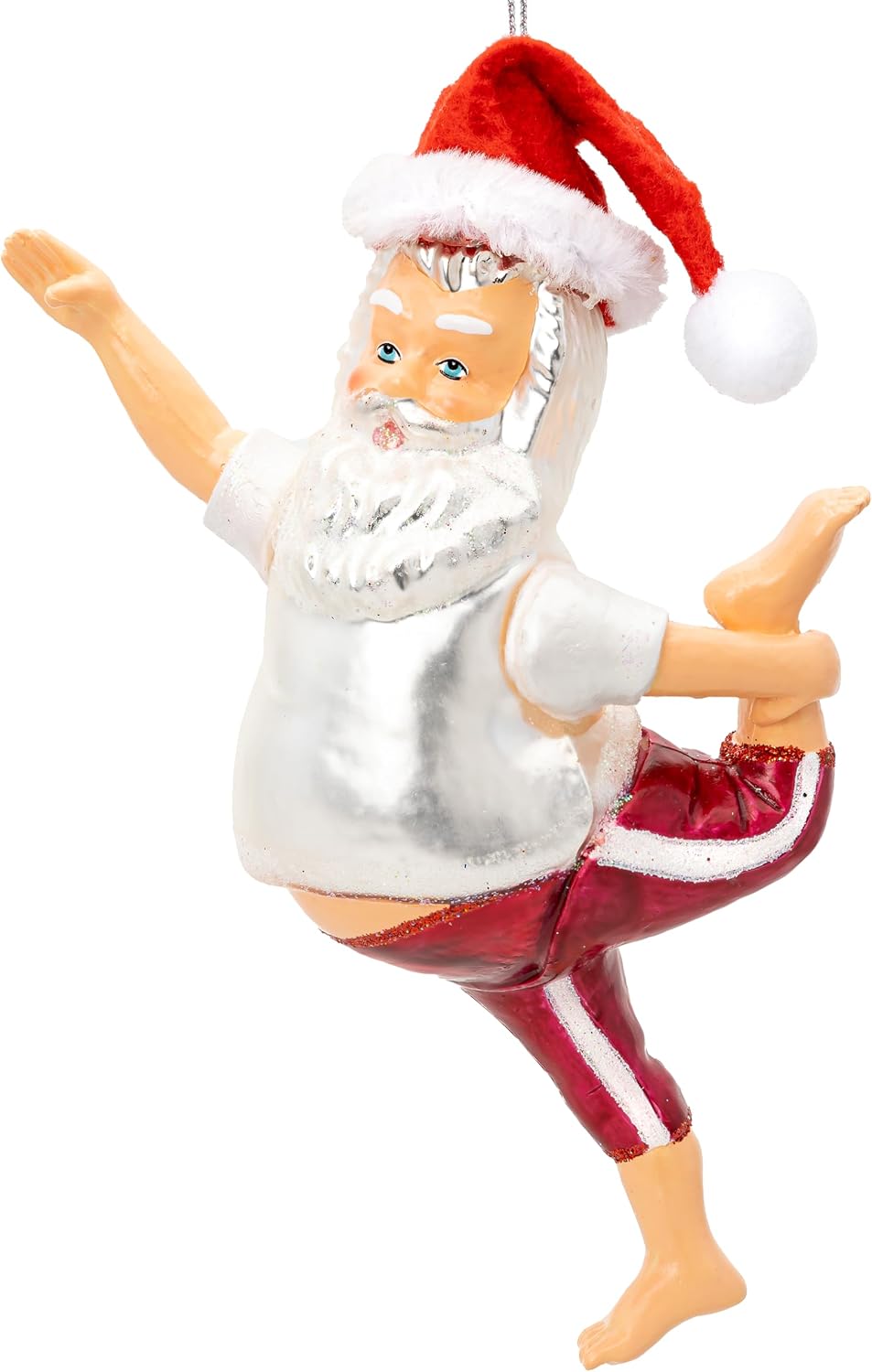 SIKORA Yoga Weihnachtsmann besondere Weihnachtskugel Glas Christbaumschmuck Deko Figur Weihnachten A