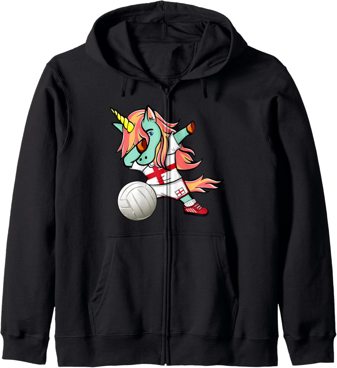 Lustiger Dabbing Einhorn England Volleyball Englische Flagge Kapuzenjacke