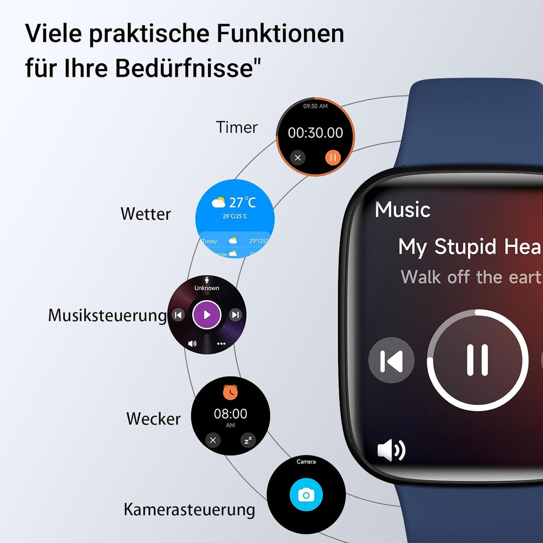 Smartwatch Damen, AMOLED 1,85" Smart Watch für iPhone/Samsung/Android(Telefonfunktion), Fitness Trac