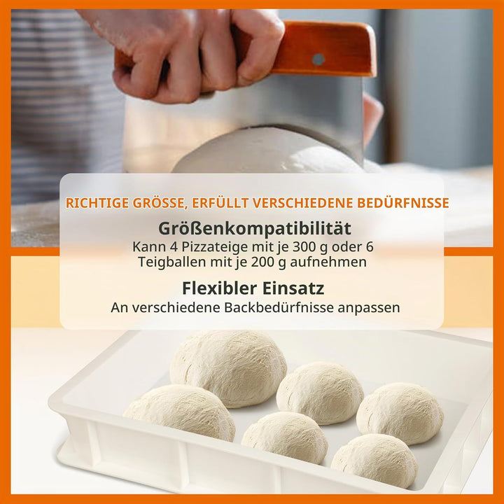 Windfromort Pizzaballenbox – Kunststoff Teigbox – Gärbox Sauerteig &amp; Teig 40×30×10 cm – Pizzateig Bo