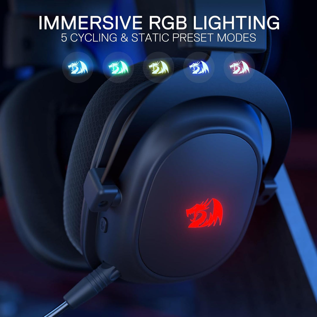 Redragon H510 Zeus-X RGB Kabelloses Gaming-Headset – 7.1 Surround Sound – 53 mm Audio-Treiber-Ohrpol