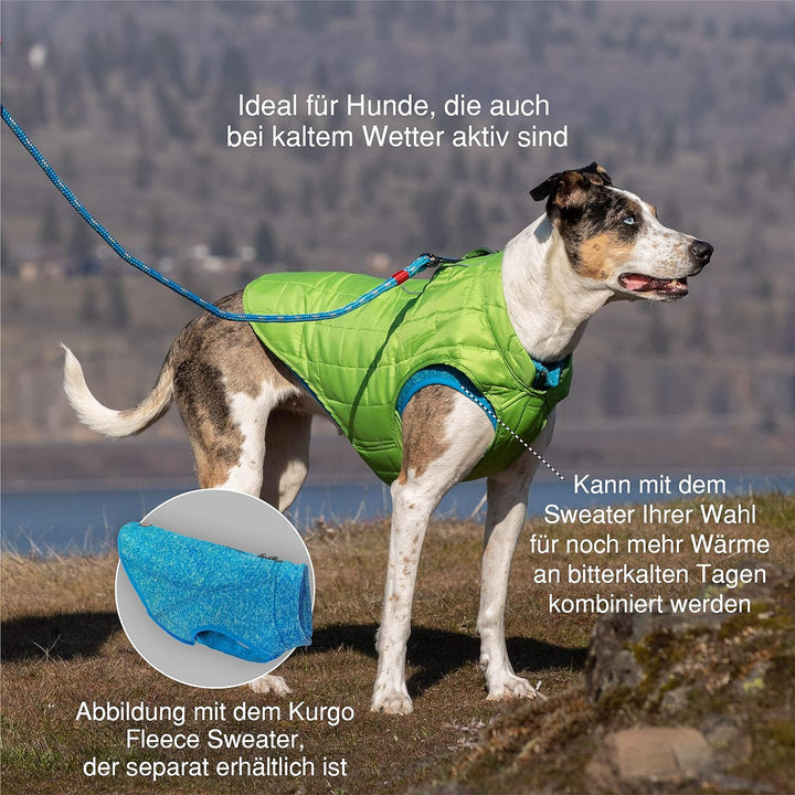 Kurgo Loft Hundejacke, Mit Hundegeschirr kombinierbar, Wasserdicht und reflektierend, Ideal für den