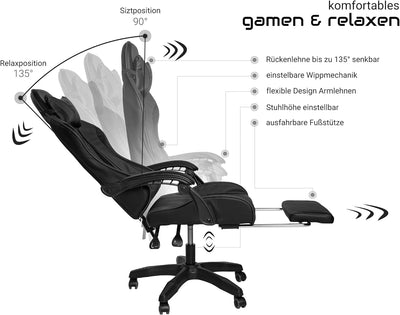 Trisens Gaming Stuhl Home Office Chair Racing Chefsessel Bürostuhl Sportsitz Büro Stuhl,