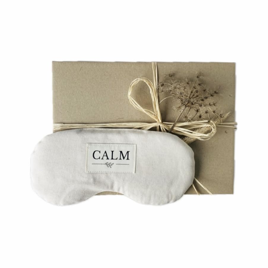 CALM Augenkissen mit Leinsamenfüllung Lavendel, Entspannung, Kühlung, Yoga (Beige), Beige