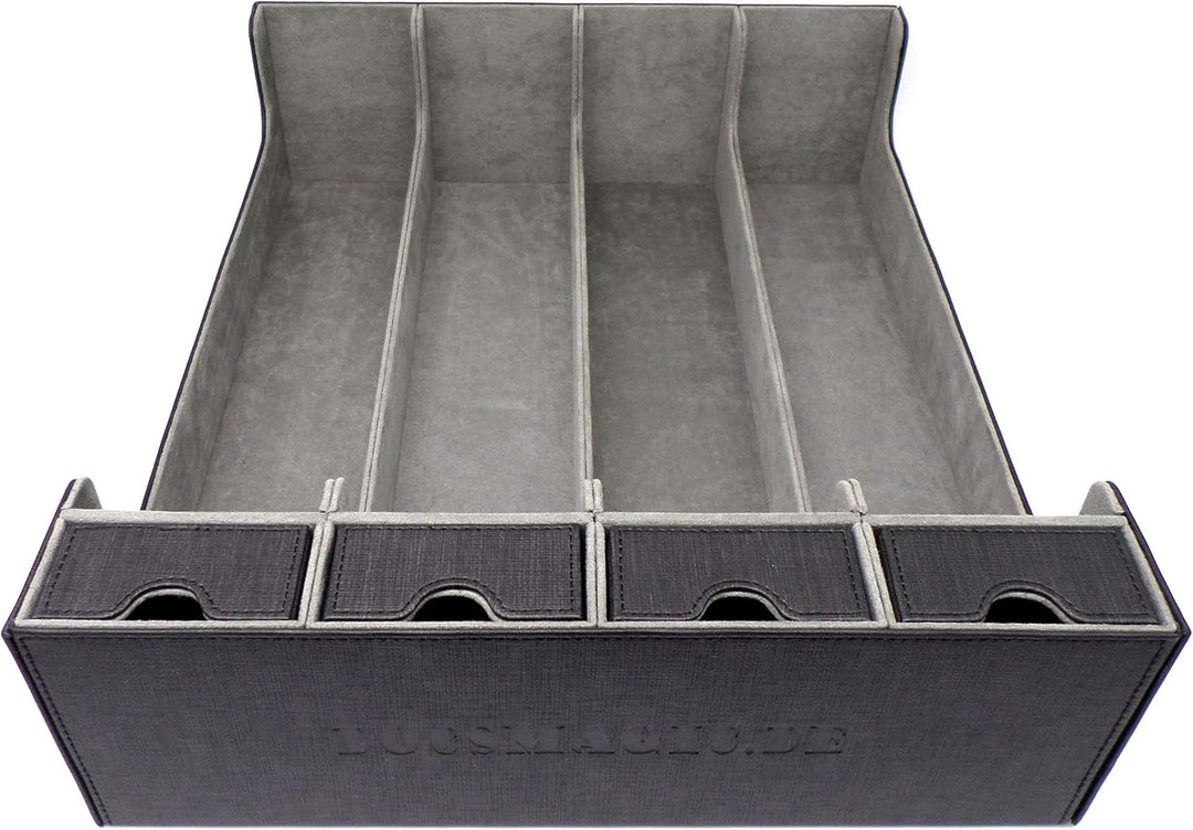 docsmagic.de Premium 4-Row Trading Card Storage Box Black + Trays & Divider - MTG PKM YGO - Sammelka