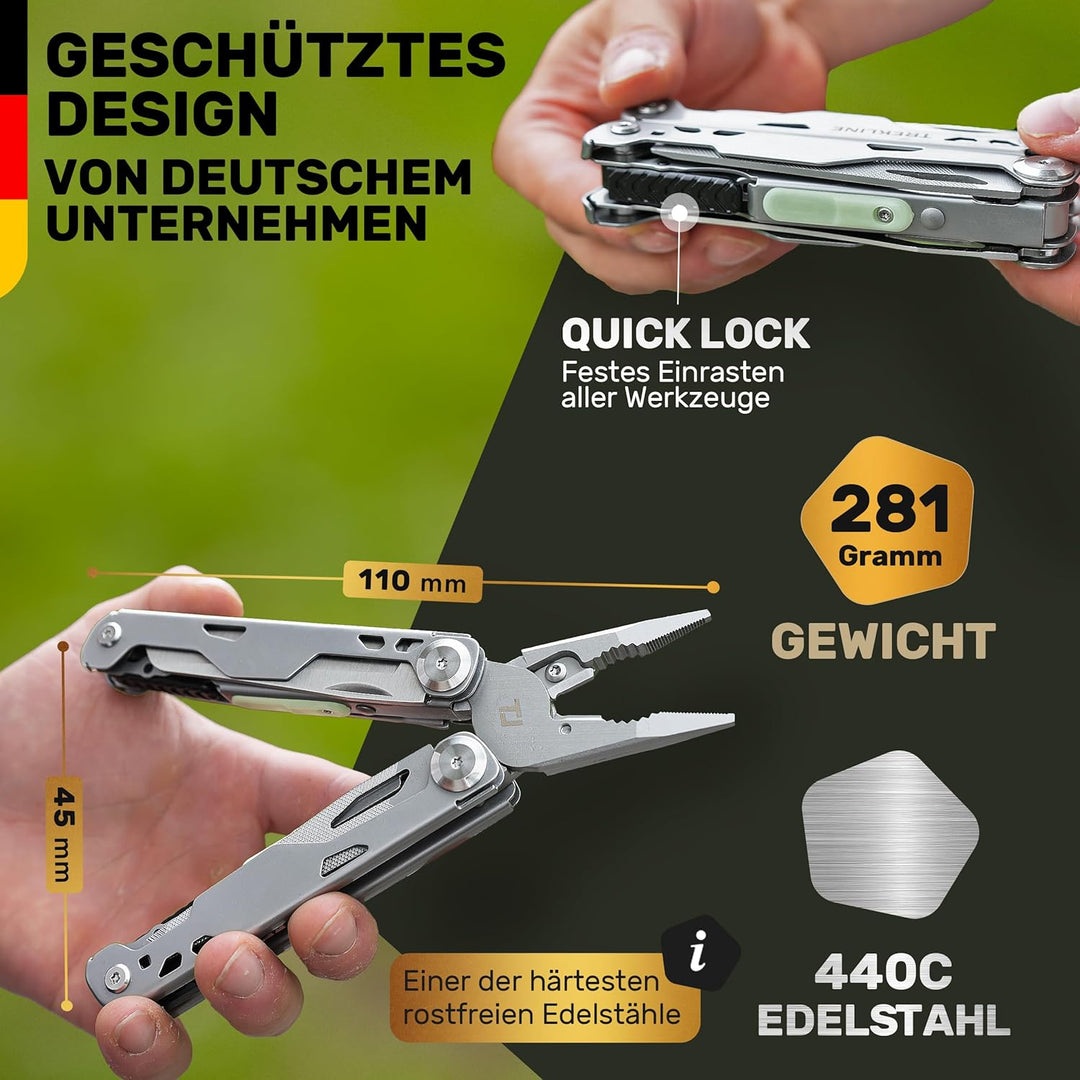 Multitool [440C Edelstahl] Outdoor Camping Survival Multitool Werkzeug Messer, Überlebensmesser, Tas