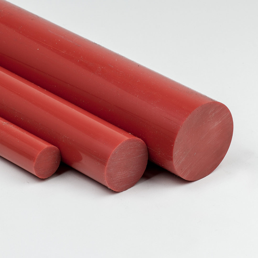 PVC Rundstab rot Ø 80 mm - Kunststoffstab 1400 mm lang - PVC-U Rundmaterial auf Zuschnitt L: 1400 mm