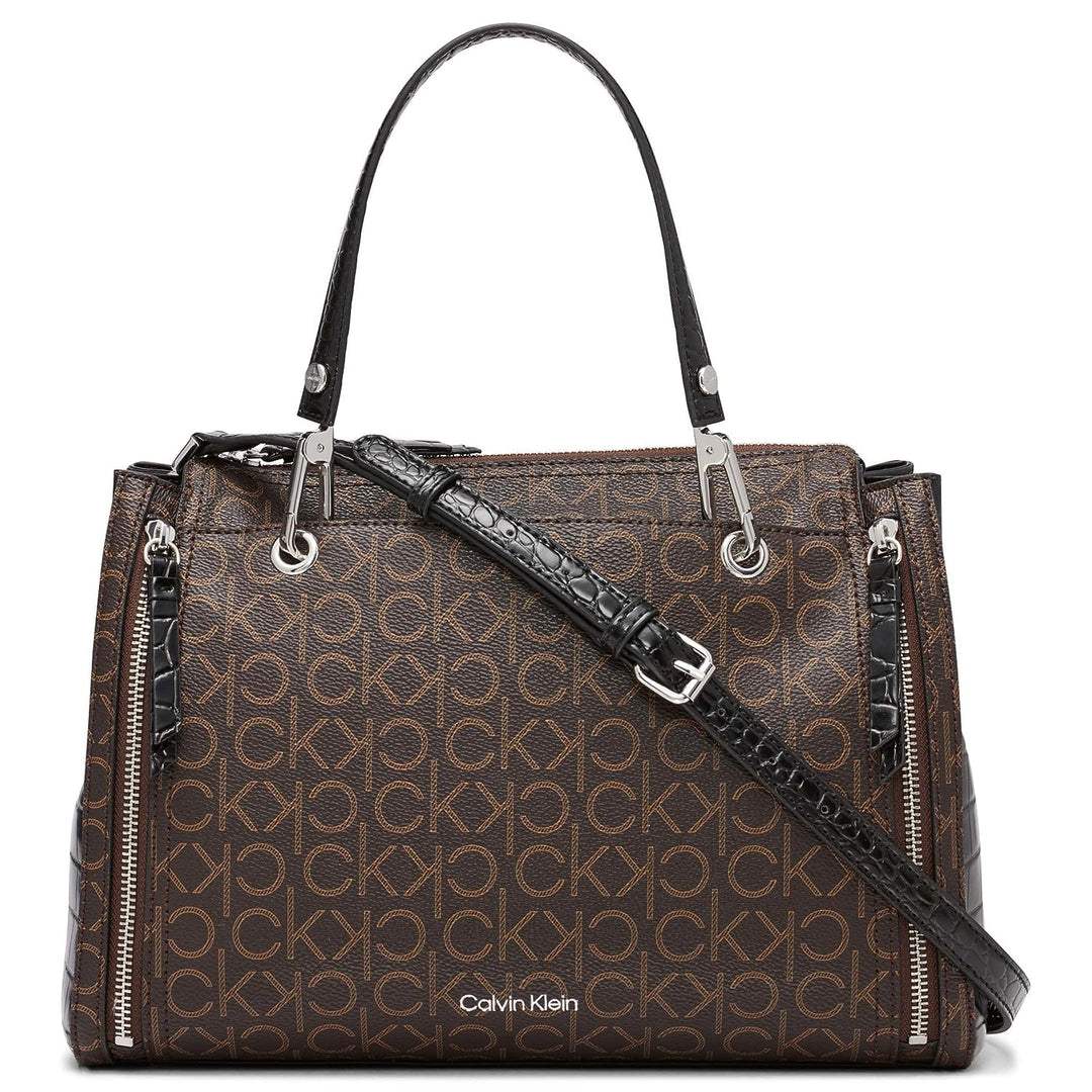 Calvin Klein Damen Reyna Crossbody Braun/Khaki/Schwarzes Logo, Braun, Khaki, Schwarz