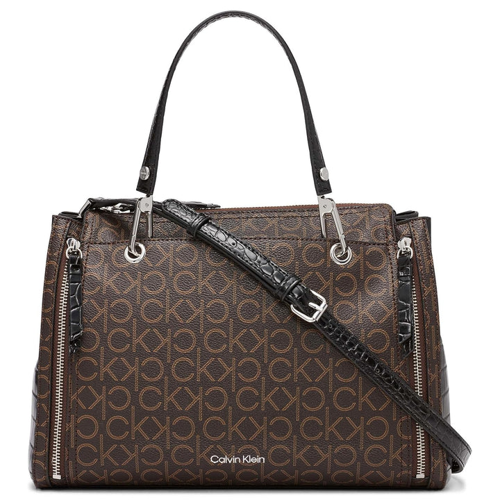 Calvin Klein Damen Reyna Crossbody Braun/Khaki/Schwarzes Logo, Braun, Khaki, Schwarz
