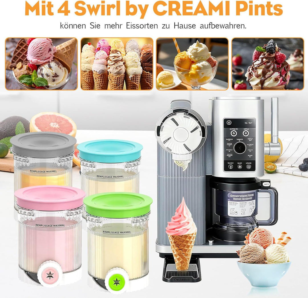 4er Set Eisbehälter mit Deckeln,480 ml,BPA-frei und Spülmaschinenfest,Zubehör Kompatibel mit Ninja S