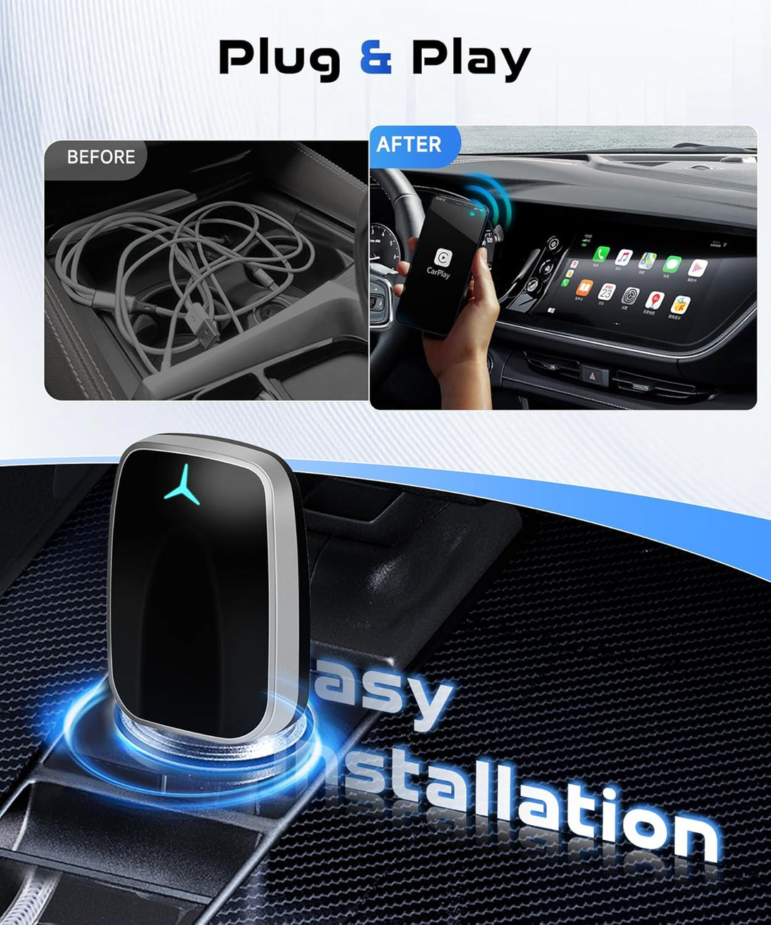 2025 Wireless Carplay & Android Auto Wireless Adapter, 2 IN 1 Stick Konvertieren Wired Android Auto/