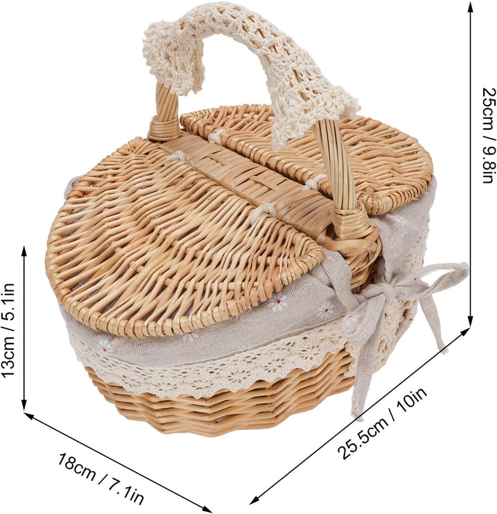 Cocoarm Picknickkorb aus Korbgeflecht mit Doppelter Öffnung, Gänseblümchen Design, 25,4 x 18,1 x 24,