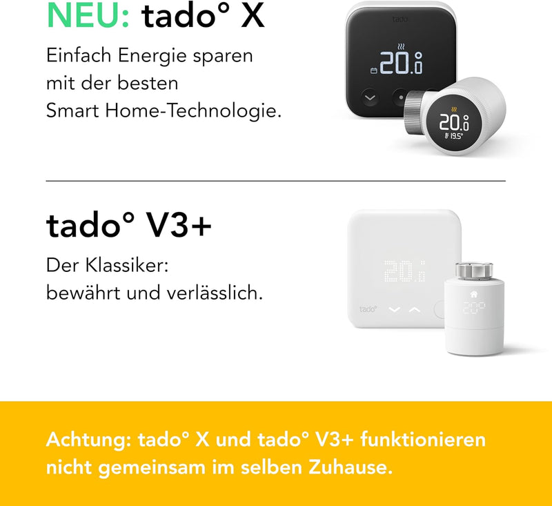tado° Smartes Heizkörperthermostat X – Starter Kit mit Bridge X, Heizungssteuerung per App und Smart