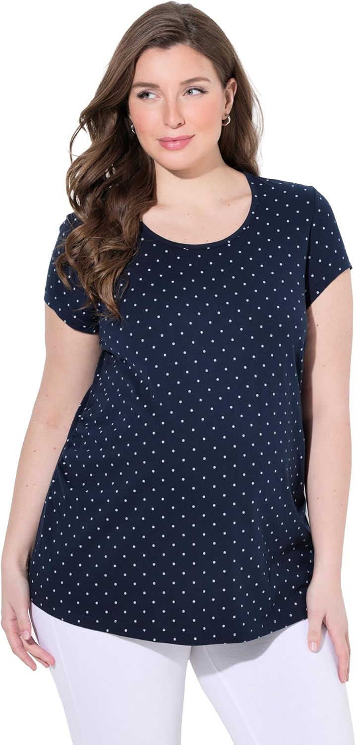 Ulla Popken Damen grosse Grössen Bellieva-T-Shirts, 2er-Pack, Rundhals, Halbarm, seitl. Raffung, Bio