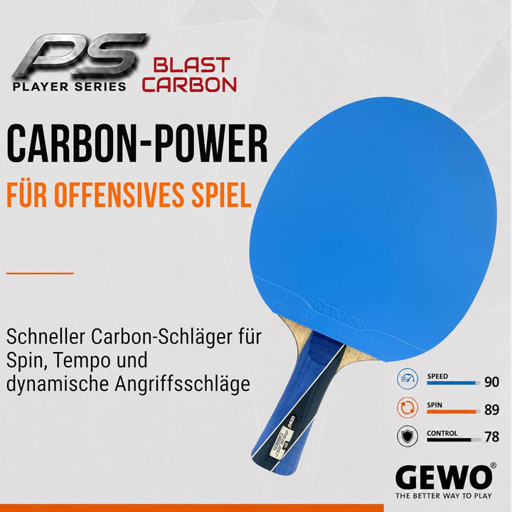 GEWO PS Blast Carbon Tischtennisschläger - ITTF genehmigter Profi-Tischtennisschläger, Carbon-Schläg