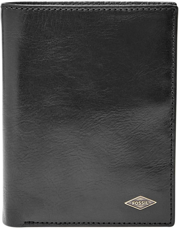 Fossil Herren Ryan Leather Bifold Geldbörse10,16 cm L x 2,54 cm B x 12,7 cm H Schwarz, Schwarz