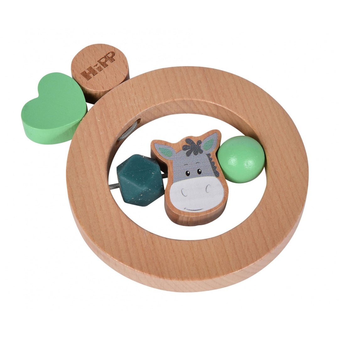Eichhorn - Baby Hipp Ring Greifling mit Eselmotiv, 10cm, FSC 100% zertifiziertes Buchenholz, ab 3 Mo