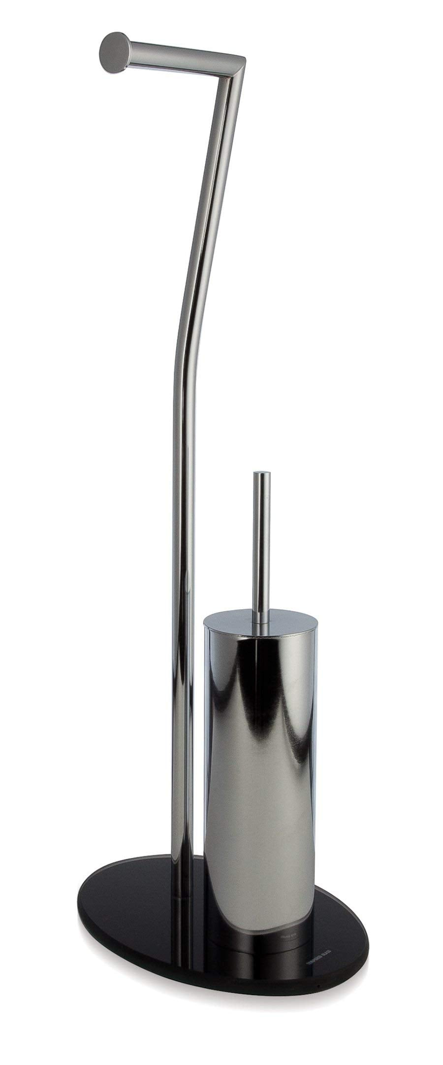 möve Stand Toilettenpapierhalter mit bruchsicherem Glas, verchromt 28 x 20 x 71,5 cm, silver Edelsta