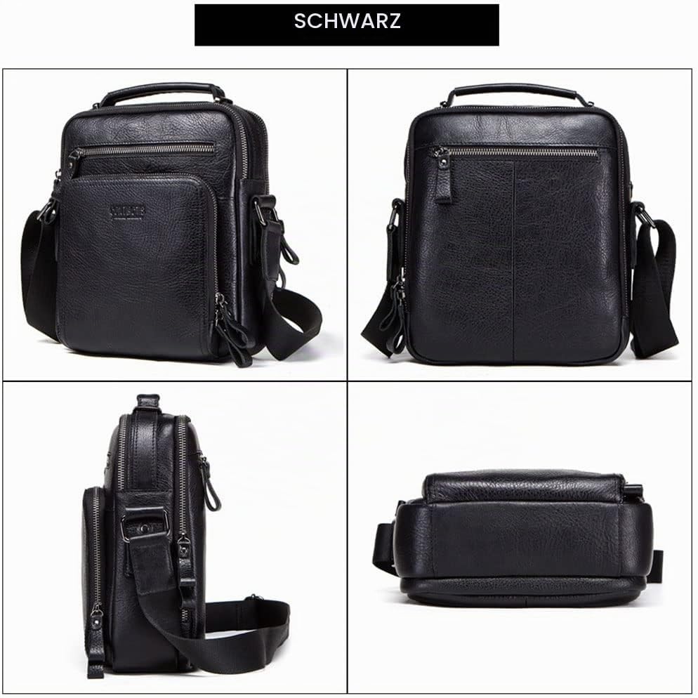 Contacts Echtes Leder Herren Laptop Mini Tab Messenger Crossbody Bag Tasche Handtasche Braun Schwarz