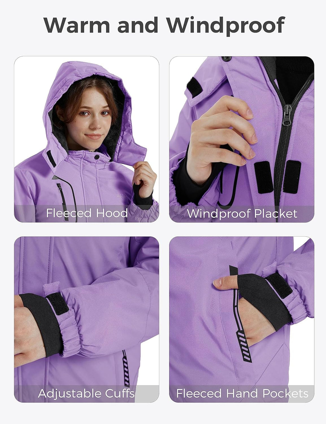 Wantdo Mädchen Berg Ski Jacke Warmer Winter Fleece Mäntel Wasserdichter Atmungsaktive RegenMäntel Ou
