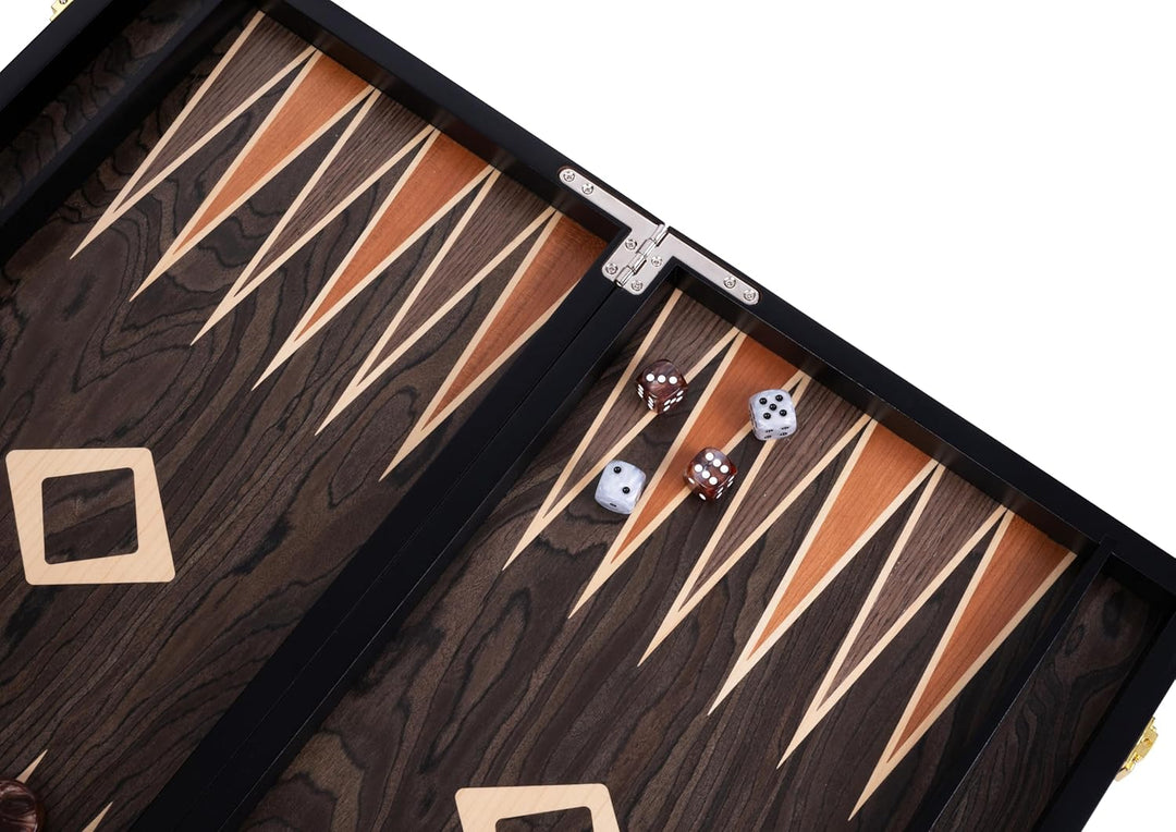 Engelhart- 250544 - Luxus-Backgammon 15 Zoll – Ebenholzfurnier lackiert – braun 15 Zoll Ebenholz Bra