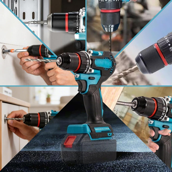 Akku Schlagbohrschrauber Kompatibel mit Makita 18V, 13MM Akku-Bohrschrauber Set mit 24tlg Zubehör, 5