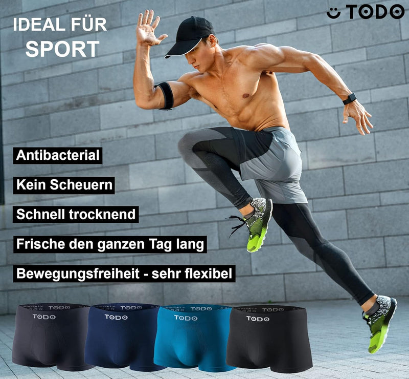 TODO Sport Boxershorts Herren (1-3er Pack) Elastisch Sportunterwäsche Boxer Männer, Atmungsaktiv, Le