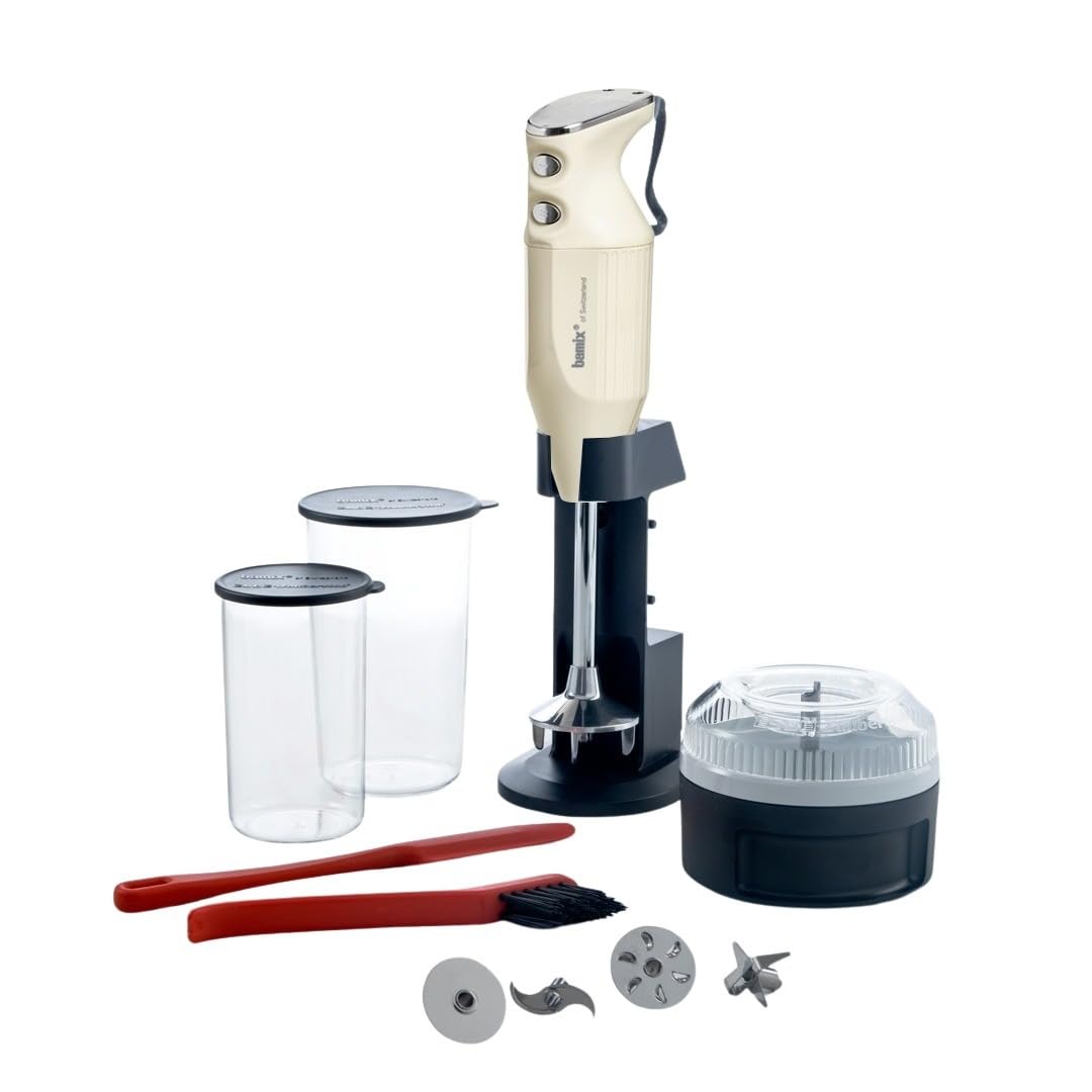 bamix Stabmixer Set M350 MAXX inkl. Ständer, 2 Becher, 4 Aufsteckteile, Processor, Spachtel, Reinigu